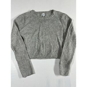 Francesca's Soft Grey Ribbed Crew Neck Jumper Size Medium